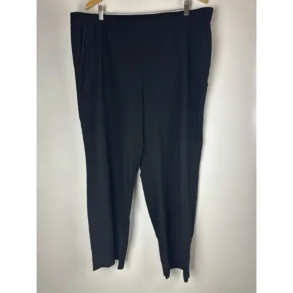Eileen Fisher Washable Stretch Crepe Pants Full Length Blk Pockets Plus Size 3X - Picture 2 of 9